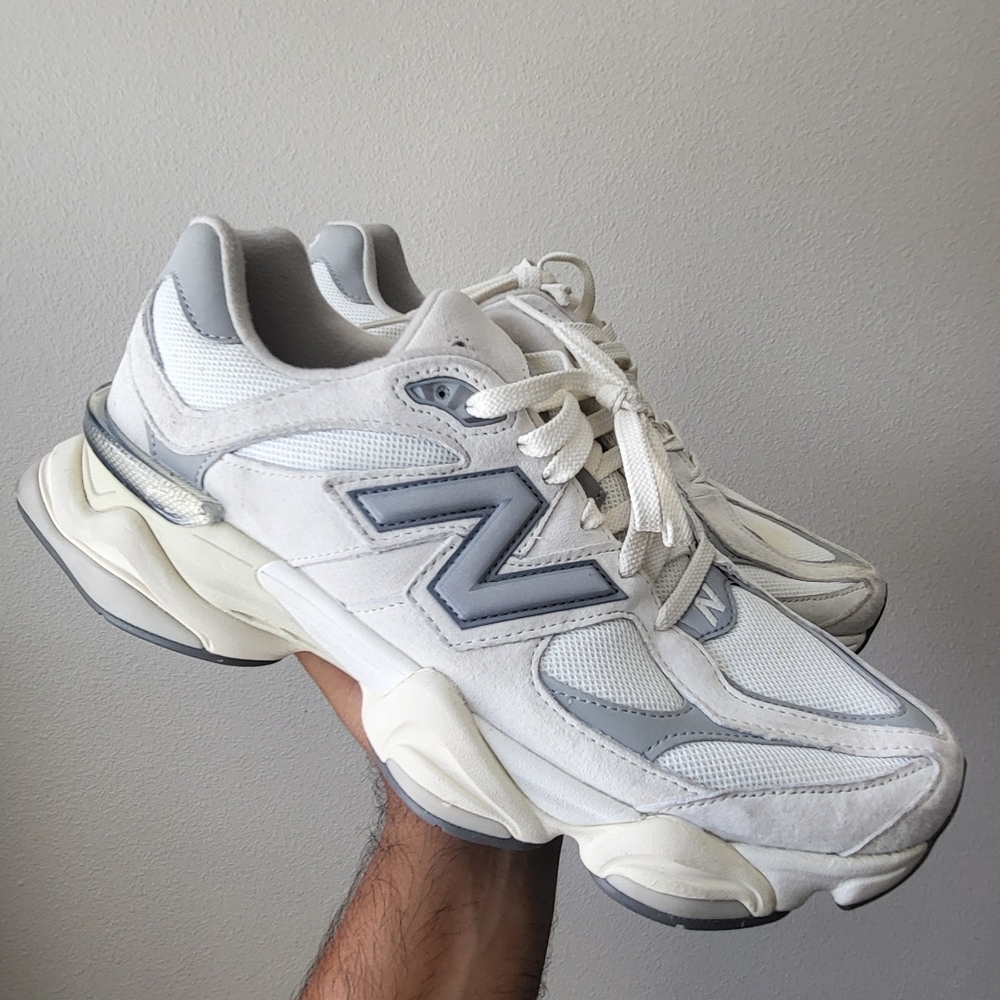 New Balance Men's White and Gray Sneakers 9060 No Insoles Worn Twice